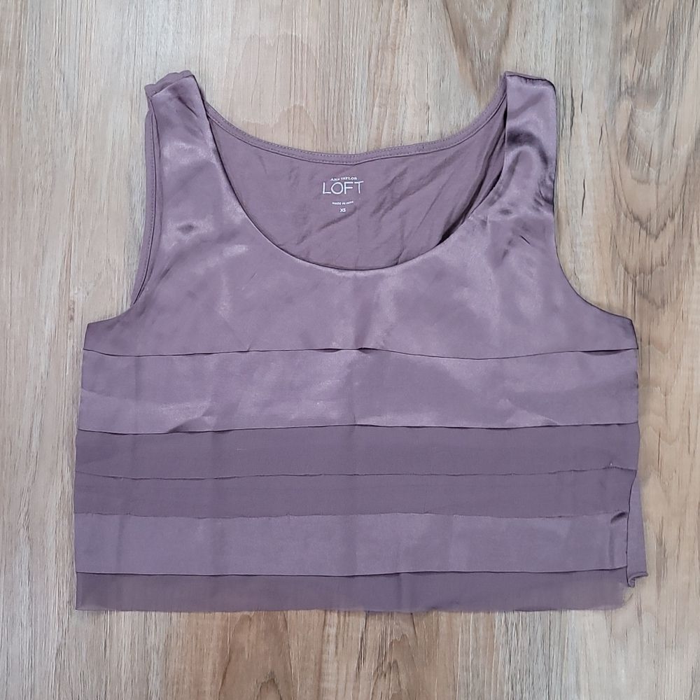 🔺️Loft Eggplant Layered Sleeveless Crop Top XSmall